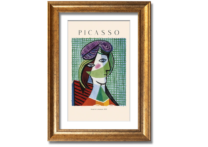 Head Of A Woman, 1935 by Picasso, printed on coated polyester canvas, mounted on a 44mm box frame, ready to hang.